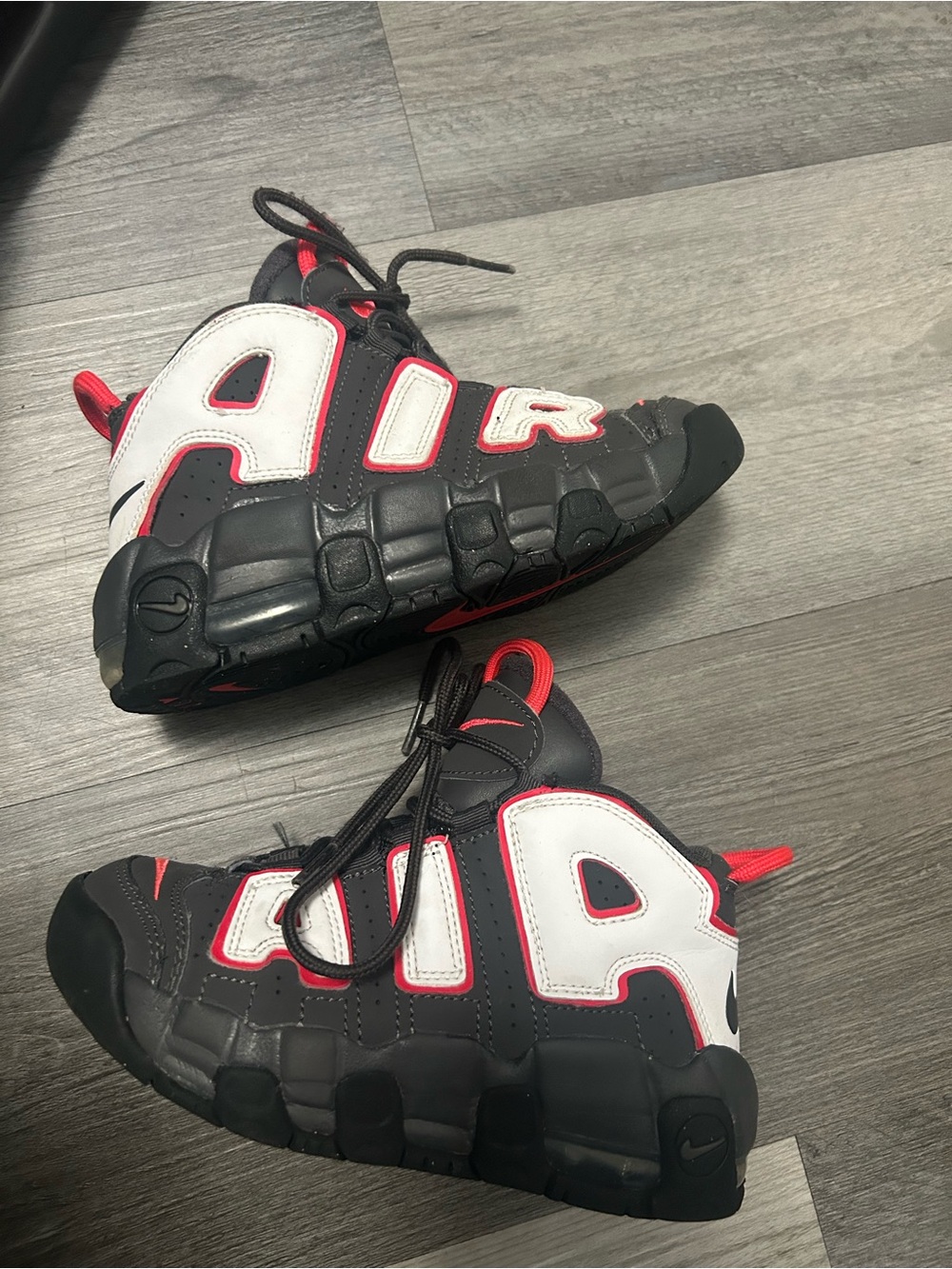 Nike Kids Black White and Red Air Uptempo Sneakers
